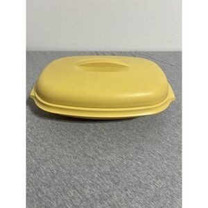 Vintage Tupperware Microwave Vegetable Rice Steamer 3 Piece Harvest Gold #1273-6